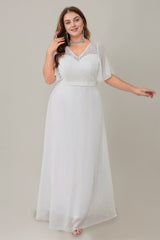 Curveins Plus Size Flowy Chiffon V-Neck Formal Maxi Dress