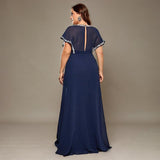 Curveins Plus Size Waist-Defining Deep V Lace Maxi Dress