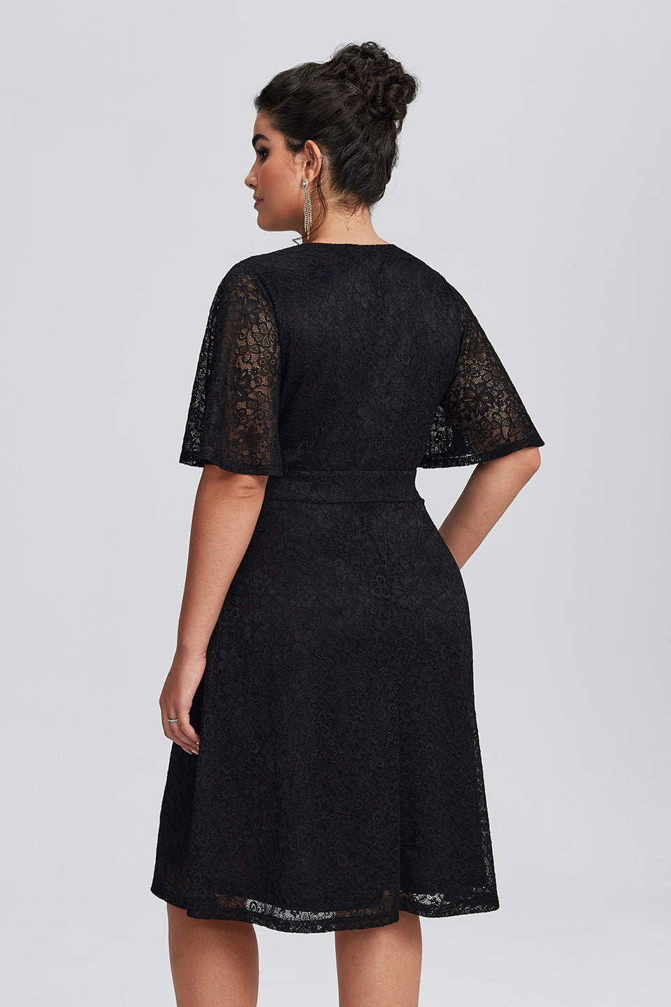 Curveins Plus Size Lace Elegant Wedding Guest Midi Dress