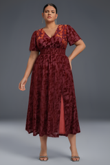 Curveins Plus Size Velvet Plain Maxi Dress