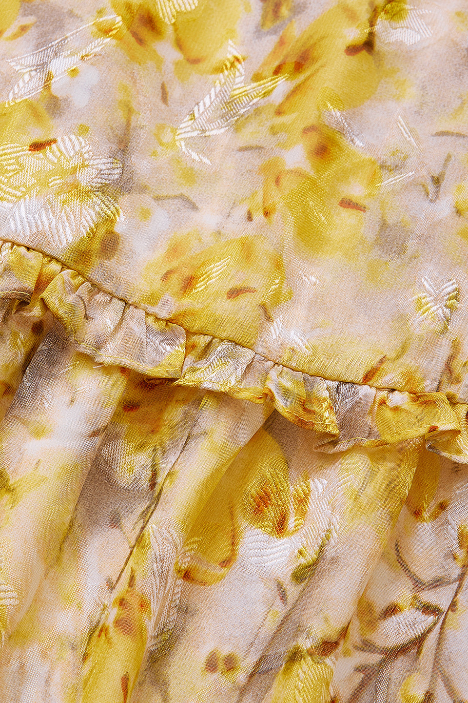 Curveins Plus Size V-Neck Floral Ruffle Sleeve Maxi Dress