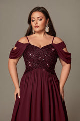 Curveins Plus Size Off-Shoulder Short Sleeve A-Line Maxi Dress