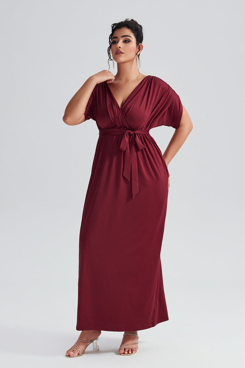V-Neck Maxi Bubble Plus-size Dress