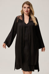 Curveins Plus Size Hollow Back Floral Satin Jacket, Elegant Chic Lightweight Outerwear