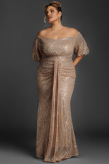 Curveins Plus Size Off-Shoulder Sequin Maxi Dress