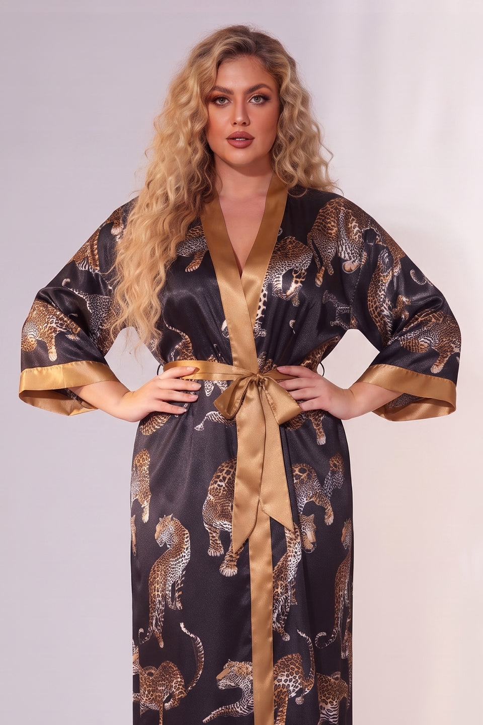 Curveins Plus Size Ice Silk Breathable Soft Cooling Summer Night Robe