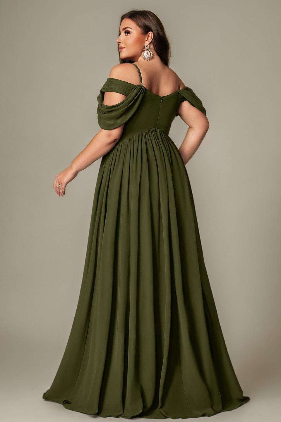 Curveins Plus Size Off-Shoulder Short Sleeve A-Line Maxi Dress