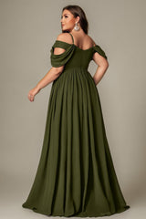 Curveins Plus Size Off-Shoulder Short Sleeve A-Line Maxi Dress