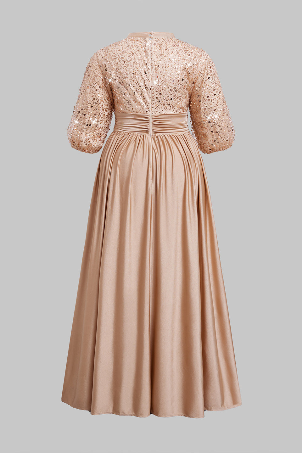 Curveins Plus Size Elegant V-Neck Sequin Panel Dress