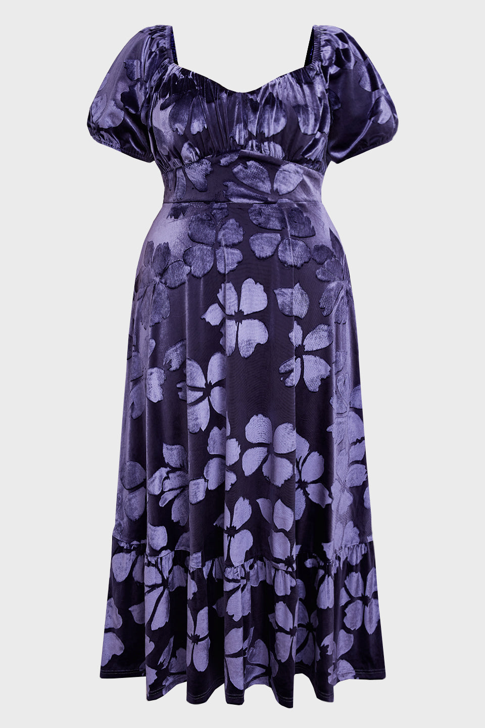 Curveins Plus Size V-Neck Short Sleeves Floral Print Maxi Dress