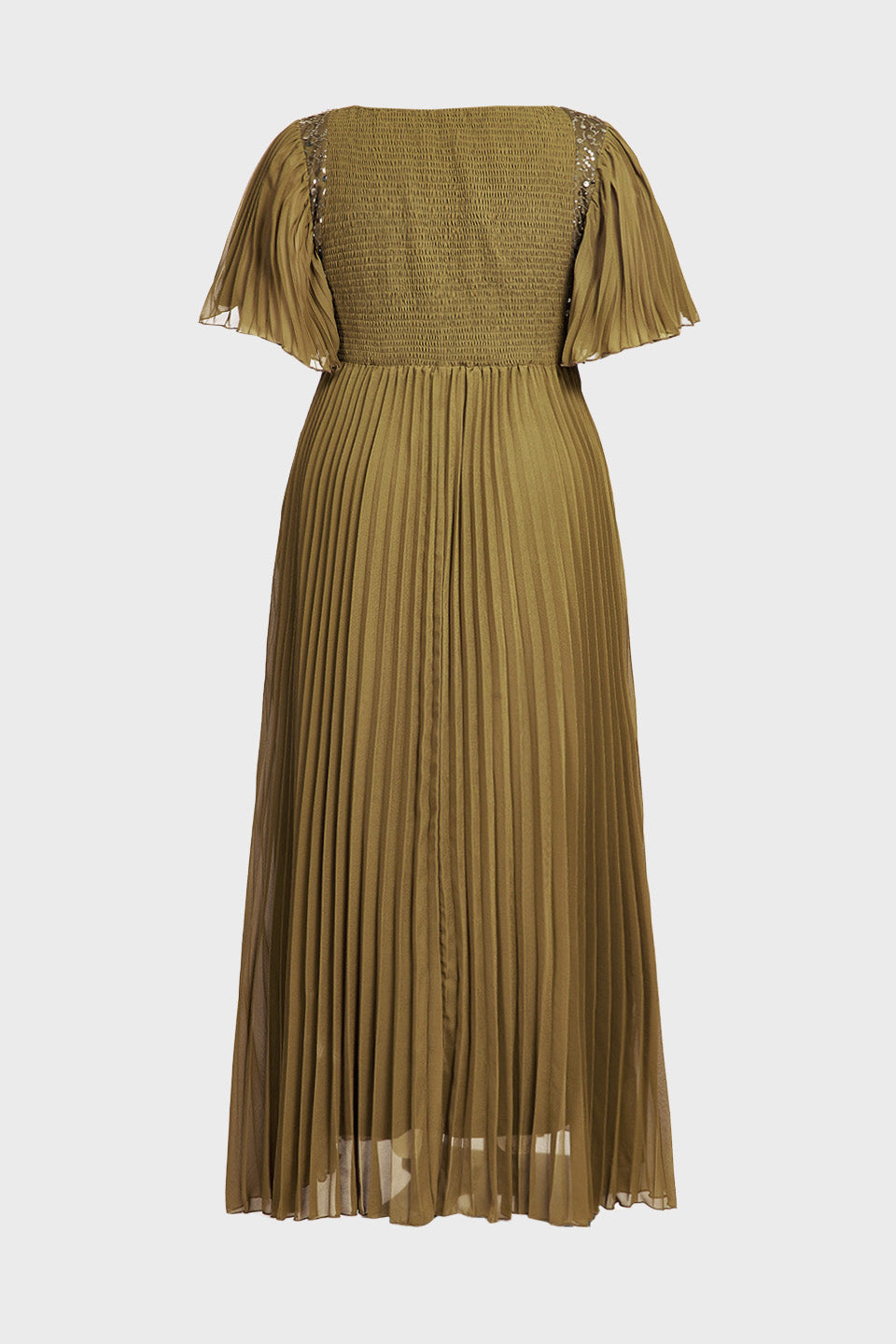 Curveins Plus Size Batwing Sleeve Sequin Panelled Ruched Waist Elegant Maxi Dress