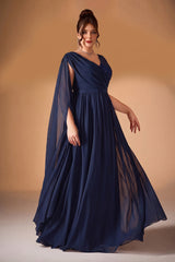 Curveins Plus Size V-Neck Backless High-Waist A-Line Maxi Dress