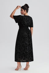 Curveins Plus Size Velvet Plain Maxi Dress