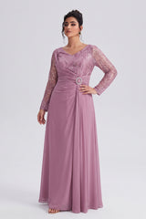 Curveins Plus Size V Neck Long Sleeve Sequin Cinched Waist Elegant Maxi Dress