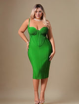 Curveins Plus Size Spaghetti Strap Bodycon Bandage Knee-Length Midi Dress