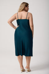 Curveins Plus Size Satin Cowl Neck Spaghetti Strap Loose Fit Sleep Dress