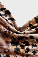 Curveins Plus Size Leopard Print Velvet Cami Slit Elegant Maxi Dress
