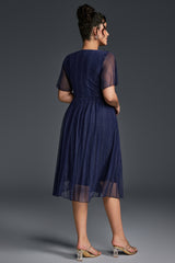 Curveins Plus Size V-Neck Batwing Sleeve Knot Waist Maxi Dress
