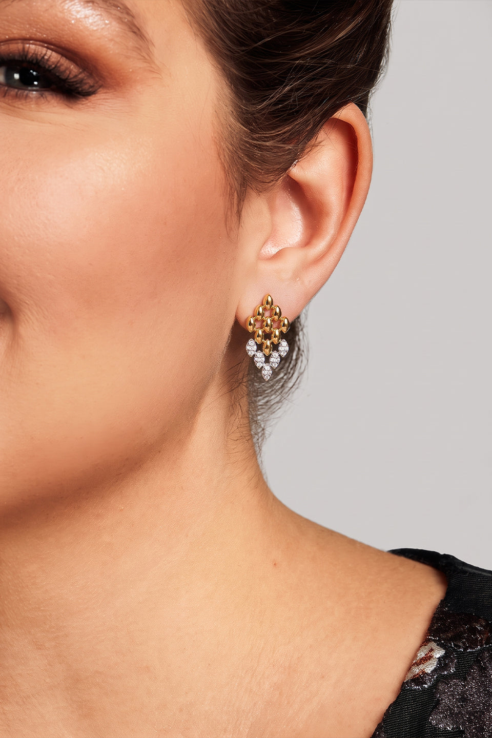Curveinse Geometric Rhinestone Diamond Shape Statement Earrings