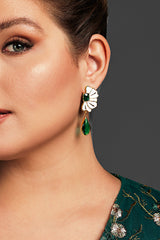 Curveins Elegant Floral Oval Drop Earrings