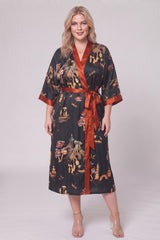 Curveins Plus Size Satin Ice Silk Cooling Lightweight Loose Fit Robe Nightwear