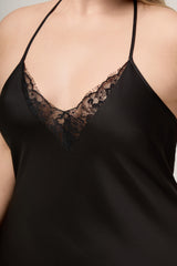 Curveins Plus Size Cropped Lace Spaghetti Strap Sleepwear with Elegant Back Detail