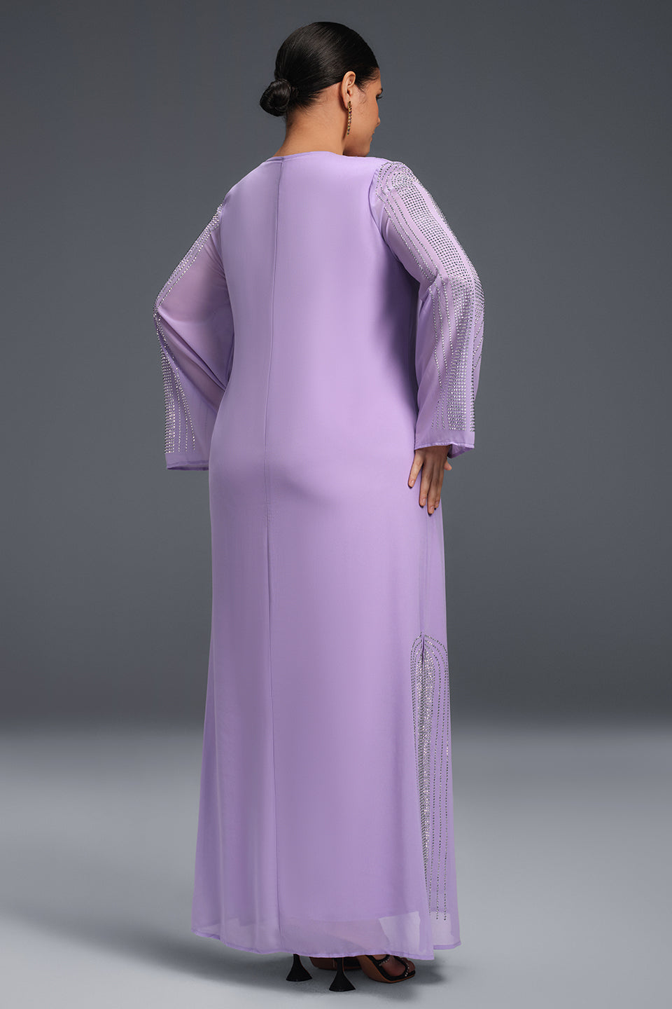 Curveins Plus-Size Fashion Rhinestone Embellished Long Robe