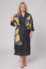 Curveins Plus Size Satin Ice Silk Cooling Lightweight Loose Fit Robe Nightwear