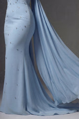 Curveins Plus Size Bandeau Fitted Waist Mermaid Long Dress Evening Gown