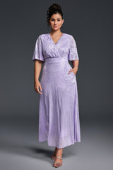 Curveins Plus Size Black Lace Maxi Dress for Evening Wear & Formal Events