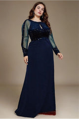 Curveins Plus Size Deep V-Neck Bell Sleeve A-Line Maxi Dress