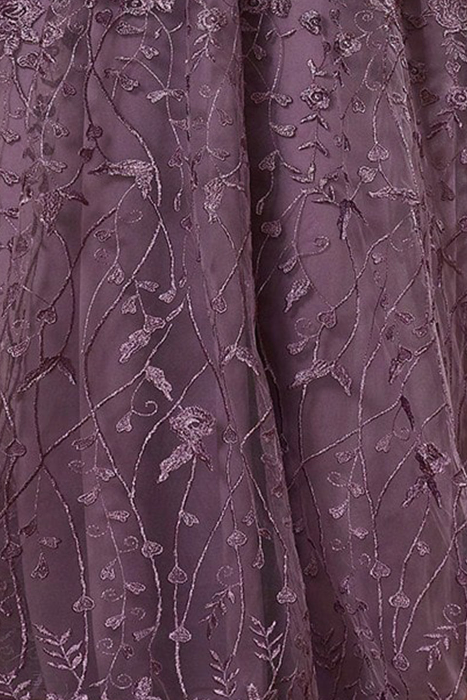 Curveins Plus Size Stand Collar Long Sleeve Floral Beaded Elegant Maxi Dress