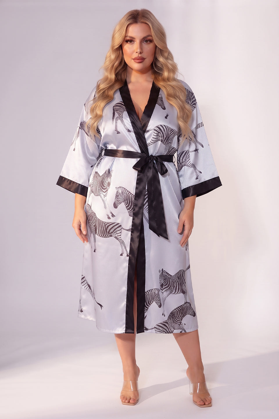 Curveins Plus Size Ice Silk Breathable Soft Cooling Summer Night Robe