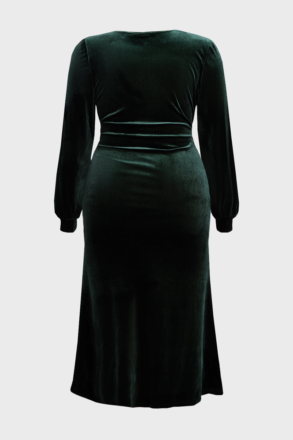 Curveins Plus Size V-Neck Long Sleeves Side Slit Bodycon Maxi Dress