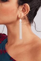 Curveinse Vintage Pearl Long Chain Tassel Drop Earrings