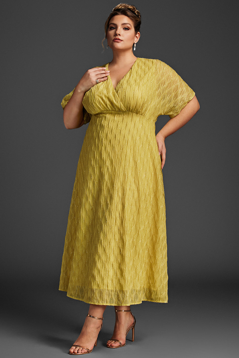 Curveins Plus Size Surplice Ruched Dress