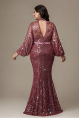 Curveins Plus Size High Neck Lantern Sleeve Embroidered Bodycon Maxi Dress