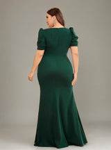 Curveins Plus Size V-Neck Sequin Floral Bodycon Mermaid Maxi Dress