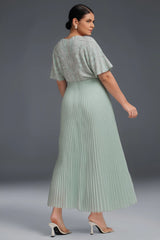 Curveins Plus Size V-Neck Sequin Glitter High-Low Maxi Dress