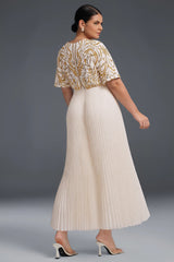 Curveins Plus Size V-Neck Sequin Glitter High-Low Maxi Dress