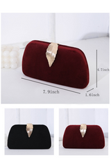 Curveins Elegant Velvet Metal Leaf Clutch Chic Compact Design Bag