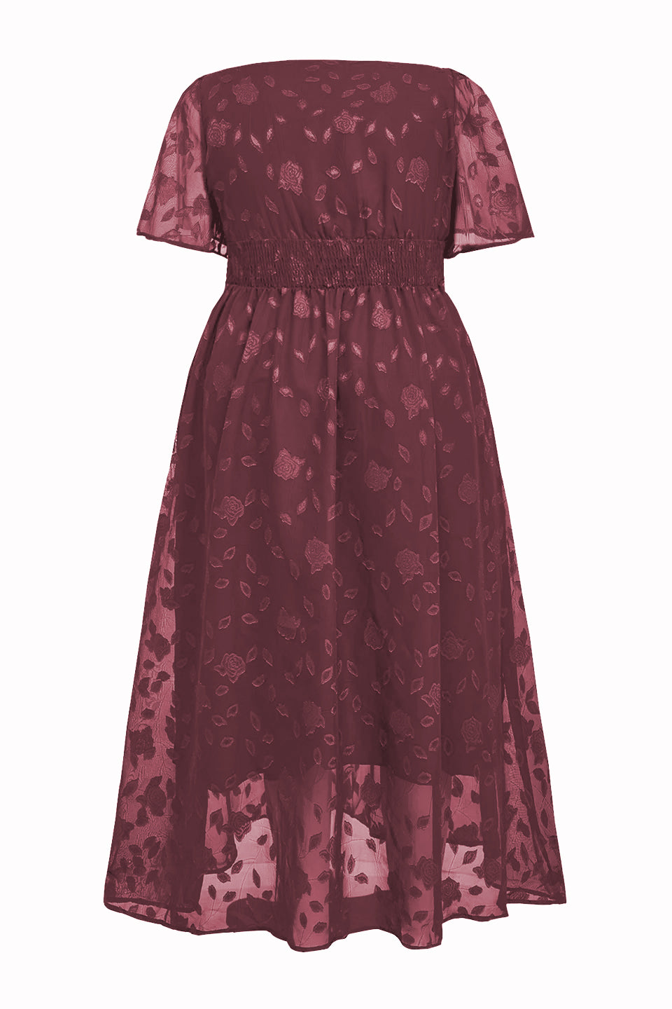 Curveins Plus Size V-Neck High-Waist Pleated Maxi Dress