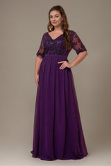 Curveins Plus Size V-Neck Sequin Floral Patchwork Maxi Dress