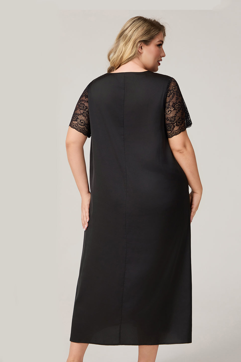 Curveins Plus Size Ice Silk Short Sleeve Loose Fit Comfortable Sleep Dress