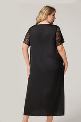 Curveins Plus Size Ice Silk Short Sleeve Loose Fit Comfortable Sleep Dress