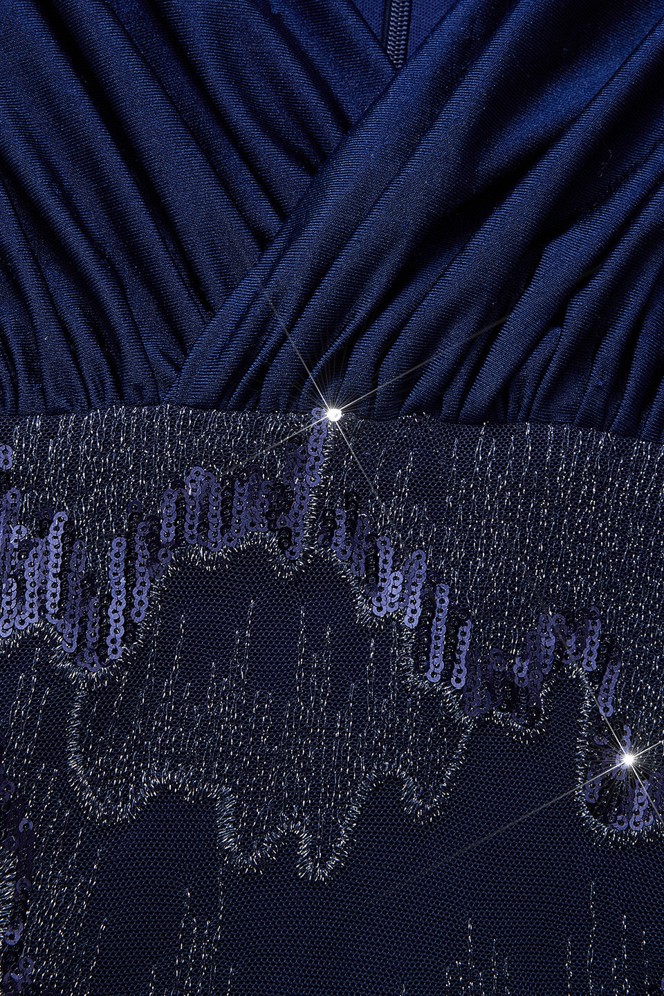 Curveins Plus Size V-Neck Open Sleeve Sequin Panel Bodycon Maxi Dress