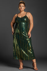 Curveins Plus Size Sequin Sleeveless Maxi Dress