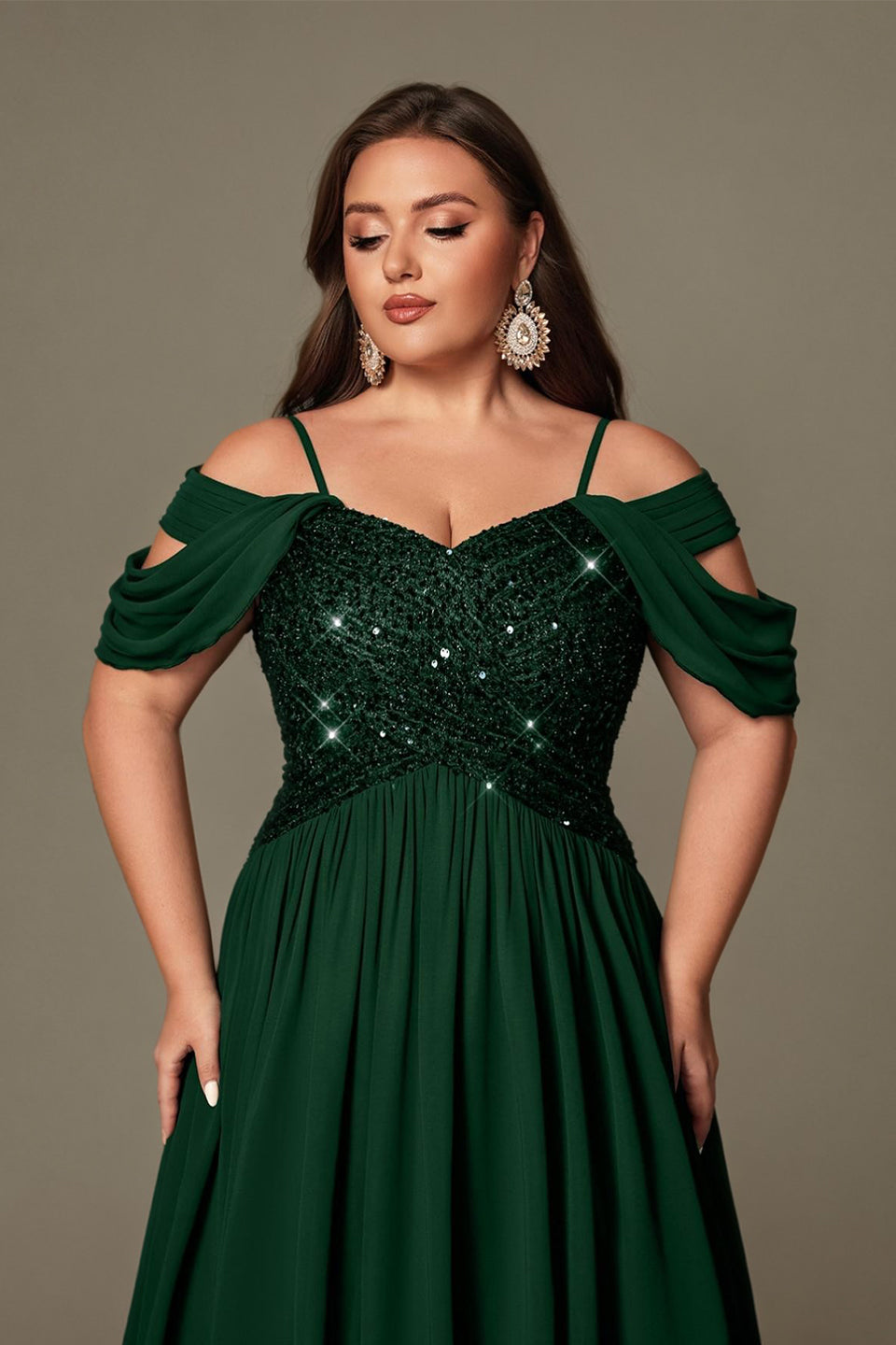 Curveins Plus Size Off-Shoulder Short Sleeve A-Line Maxi Dress