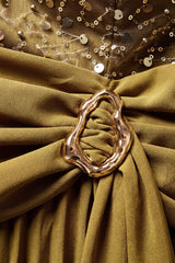Curveins Plus Size Batwing Sleeve Sequin Panelled Ruched Waist Elegant Maxi Dress