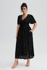 Curveins Plus Size Velvet Plain Maxi Dress